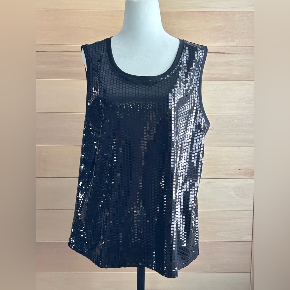 NWOT Erin London Size XL, black sequined sleeveless shimmering sparkling
